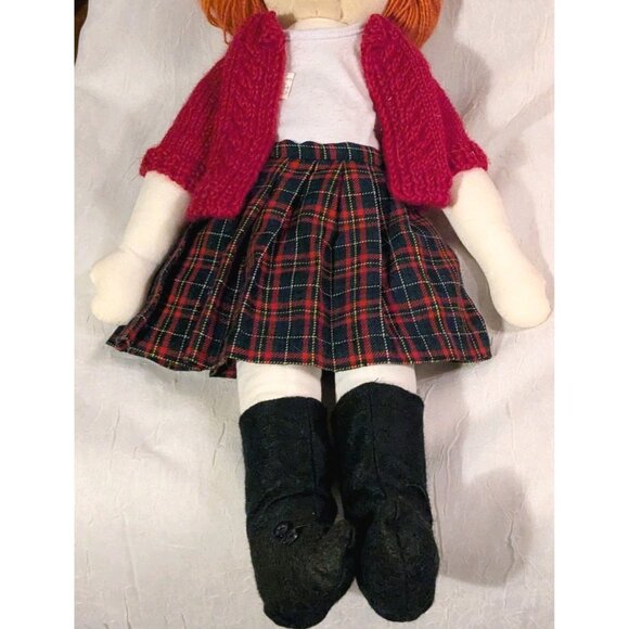 Handmade Doll Stockinette Schoolgirl Redhead Soft Sculpted Freckles Pouty 19" - Picture 12 of 16